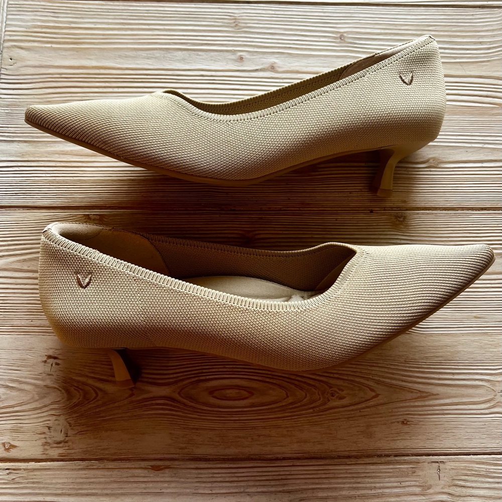 Vivaia “Stella” Pointed Toe Kitten Heels – Nude Beige – Size 43 (US 11.5)